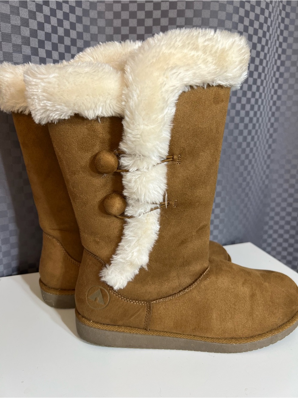 AIRWALK Meila Cozy Winter Tall Boots Women’s Brown Faux Suede Faux Fur Lined 9